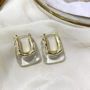 Anthro Gold and White statement earrings